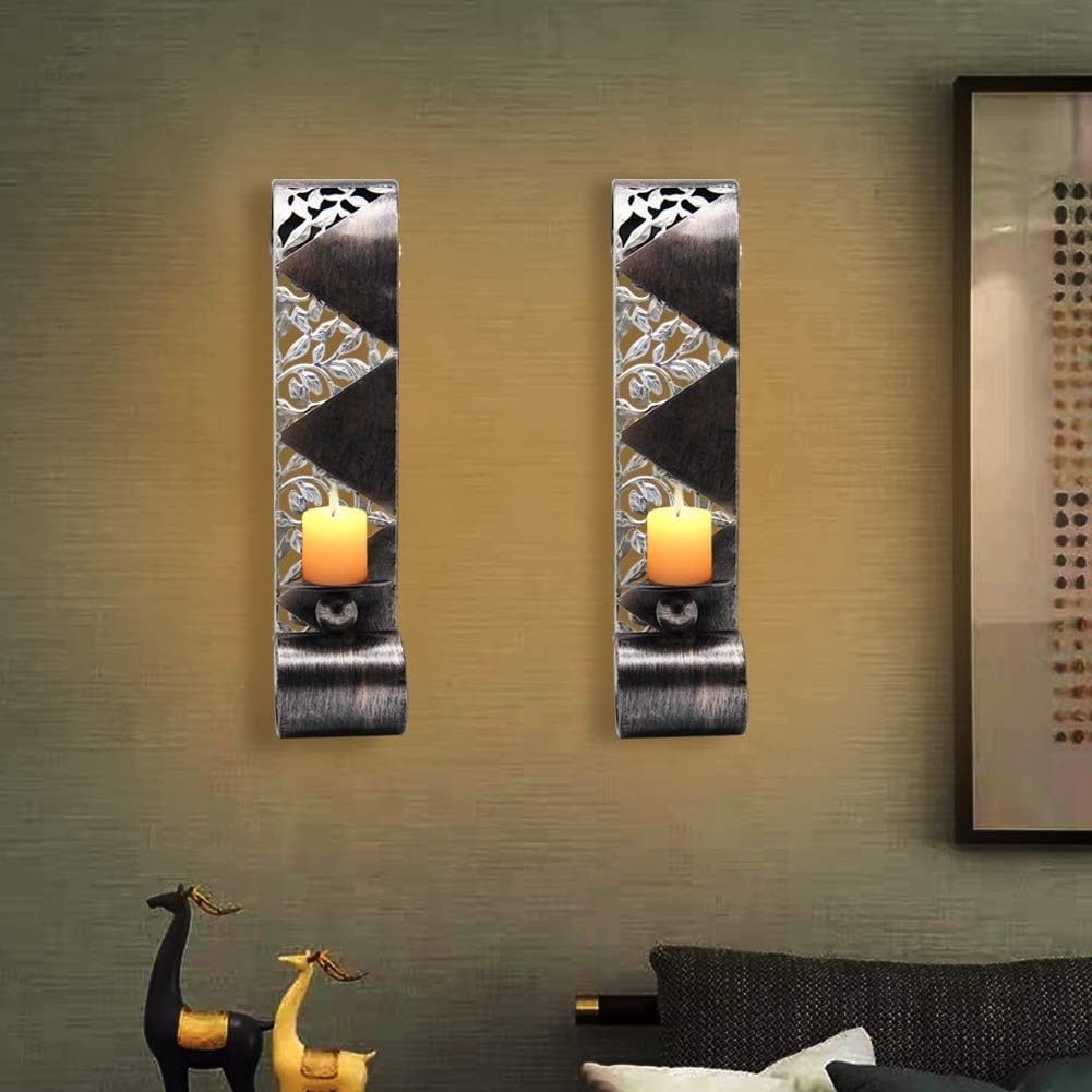 Shelving Solution Wall Sconce Candle Holder Metal Wall Art for Living Room, Bathroom, Dining Room Decoration, Set of 2: Home & Kitchen