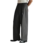 BEAUDRM Men's Striped Dress Pants Baggy Work Office Suit Pants Zipper Fly Trousers with Pockets