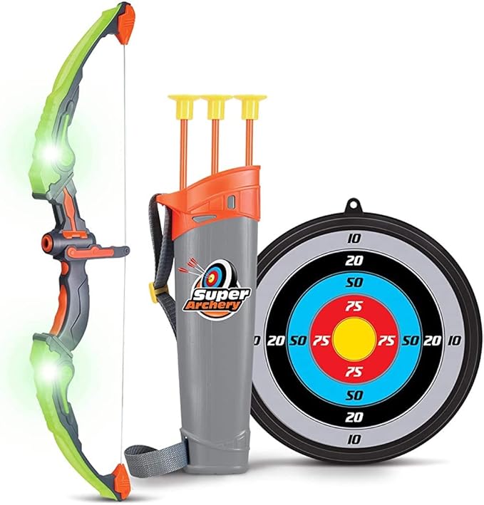 Amazon Com Sainsmart Jr Kids Bow And Arrow Toy Basic Archery Set Outdoor Hunting Game With 3 Suction Cup Arrows Target And Quiver Toys Games