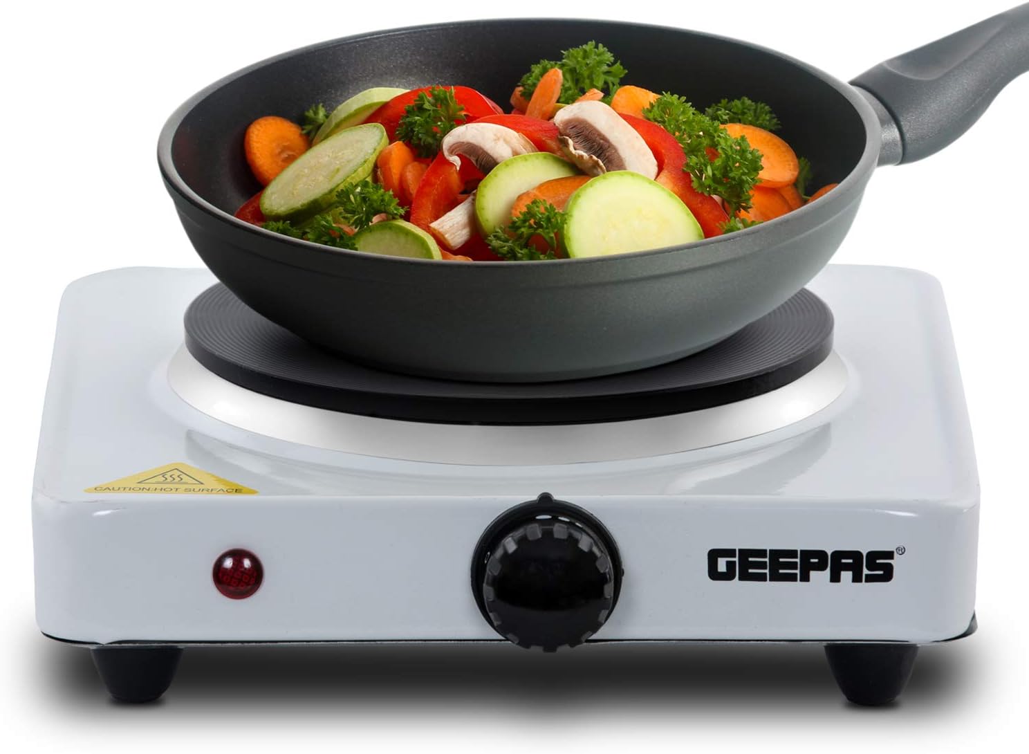 Geepas 1000W Single Hot Plate for Flexible Precise Table Top Cooking