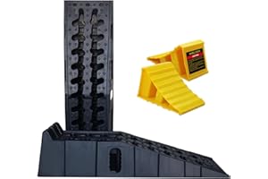VACALLITY Car Ramps for Oil Changes Lift 6.7'', Vehicle Maintenance Portable Anti-Slip Ramp to Lift Cars Truck for Garage and RV Trailer Tire Change, with 2 Wheel Chocks for Safety