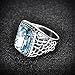 MASOP Anti Allergy 316L Stainless Steel Ring Man Synthetic Aquamarine Crystal Engagement Wedding Jewelry