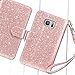 UrbanDrama S7 Edge Case, Galaxy S7 Edge Case, Flip Cover Wallet Glitter Sparkly Folio PU Leather Kickstand Cash Holder Protective Case Compatible for Samsung Galaxy S7 Edge, Rose Gold