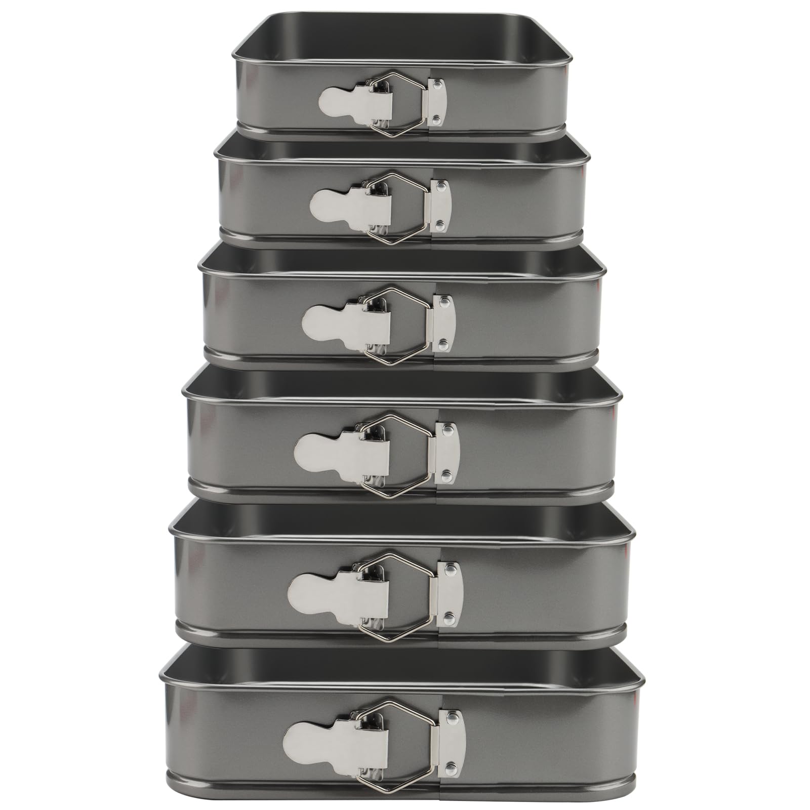 ZOENHOU 6 Pieces Cake Tin Set, 7" 8" 8.5" 9" 10" 11" Non-Stick Springform Bakeware Tin Set Leakproof Square Baking Cake Mold Cheesecake Pan Tray Set, Removable Bottom