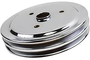 GSKMOTOR Crankshaft Pulley Double-Groove SWP Short Water Pump Compatible with Small Block Chevy SBC 262 265 267 283 302 305 307 327 350 400 Chrome Steel