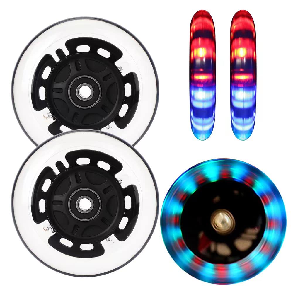 Light Up 100mm Scooter Parts - Bright Kick Scooter Replacement Pair - Smooth Bearing Installed