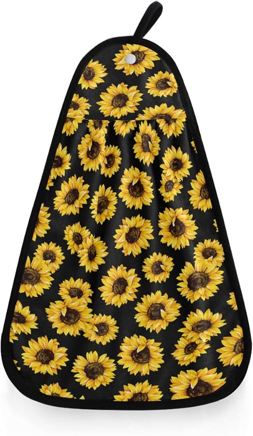 Sunflower Floral Hanging Kitchen Towel Wears Hand Tie