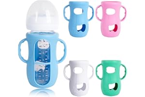 GOGENGEN 4 Pack Silicone Sleeves for Avent Glass Bottle, Anti Breakage Baby Bottles Holder - BPA-Free, Food-Grade, Compatible with Philips Avent Natural Glass Baby Bottles(8 oz)