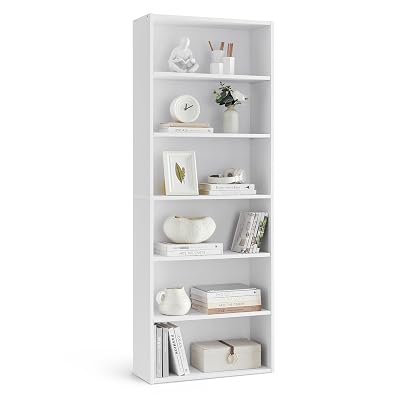 VASAGLE CUSTOS Collection - Bookshelf, 6-Tier Bookcase, Book Shelf, Open Storage Shelf, 9.4 x 23.6 x 63.3 Inches, for Living Room, Home Office, Dinning Room, Cloud White ULBC166T14