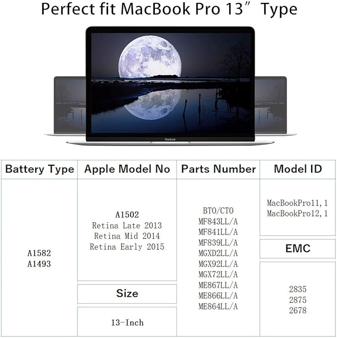 Amazon Com Puredick A15 A1502 Battery For Macbook Pro Battery 13 Inch Retina Early 15 Mid 14 Late 13 Fit For Macboopro 11 1 12 1 Macbook Pro A1502 Battery A1493 A15 Battery Li Polymer 11 3v
