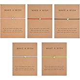 EMESLY Friendship Charm Adjustable Bracelets with Message Card (Set of 5); Perfect Jewelry Gift for Friends & Family