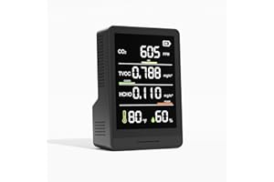 Pinotec Air Quality Monitor Indoor, 5-in-1 Professional Air Quality Tester Kit for Home, Portable Detects with CO2, TVOC, HCHO, Humidity & Temperature, Suitable for Bedrooms, Kitchens, Office, School