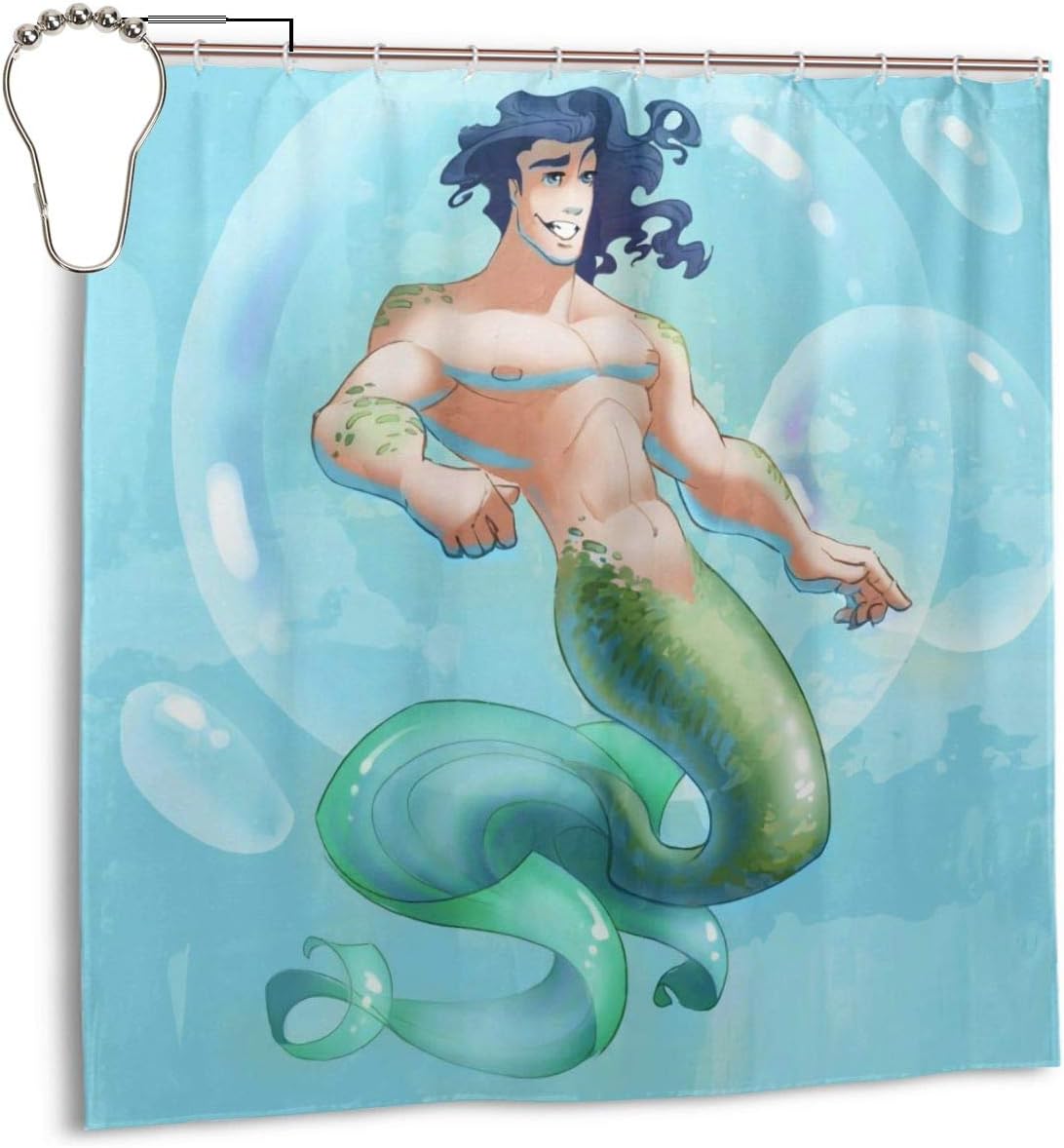 Amazon Com Angel Pig Merman Blue Man Ocean Valid Mouldproof Printed Decor Shower Curtains Waterproof Polyester Fabric 72 X 72 Inches Opacity Spa Curtain Indoor Bathroom Home Decorations Kitchen Dining