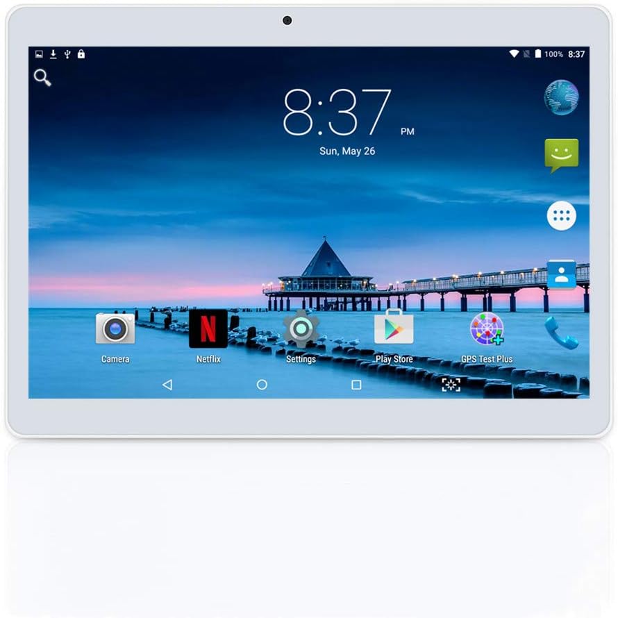 YELLYOUTH Android Tablet 10 inch with Sim Card Slots 4GB RAM 64GB ROM Octa Core 3G Unlocked GSM Phone Tablet PC Compatible with Bluetooth WiFi GPS - White