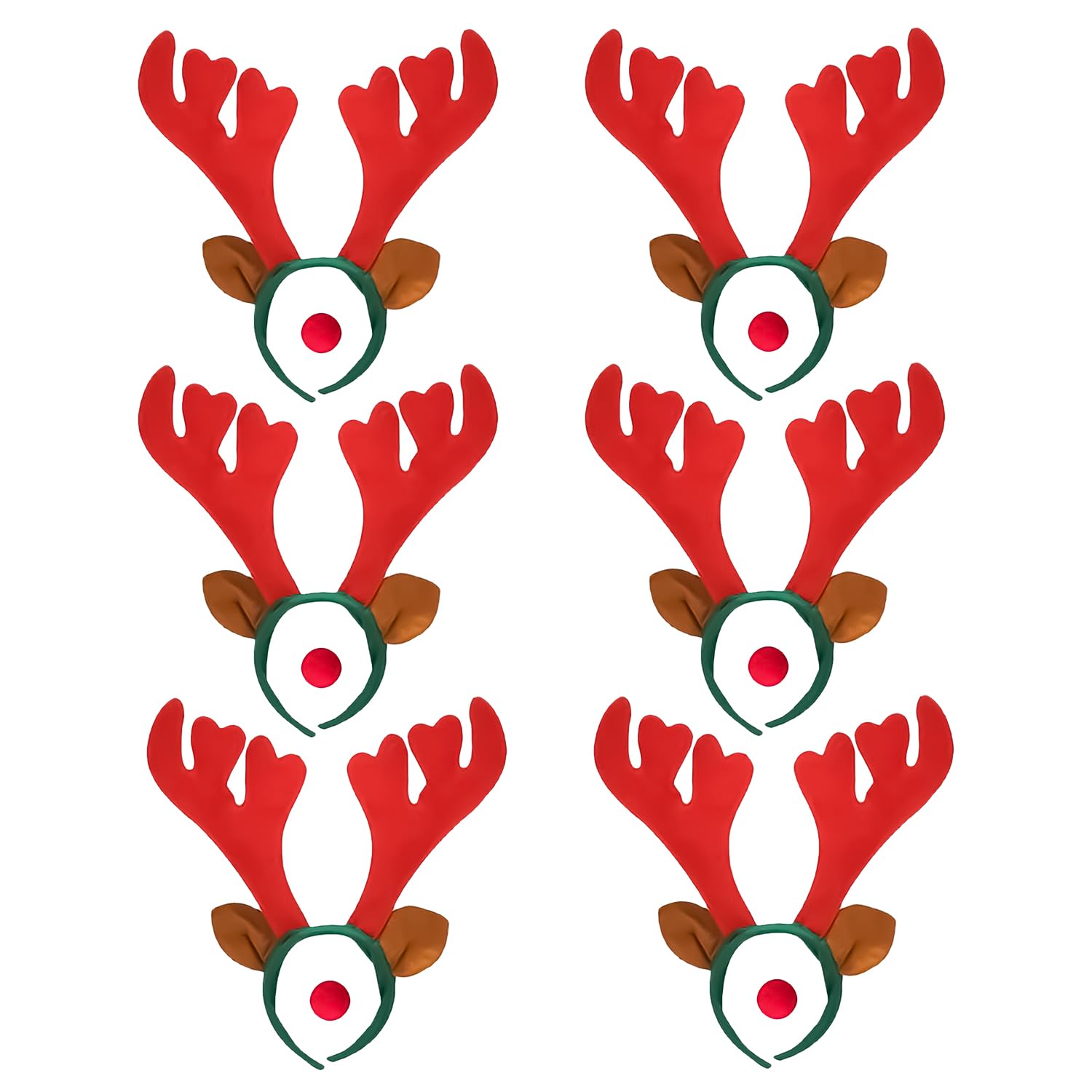 MEISH Christmas Reindeer Accessories 3D Elk Reindeer Antlers Attached Ears Headband and Red Nose for Christmas Masquerade Fancy Dress Accessories (12)