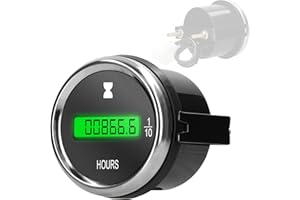 Hour Meter Gauge Digital Timer 12 24V 52mm for Car Truck Marine Boat with Resolution 0.1 Hours