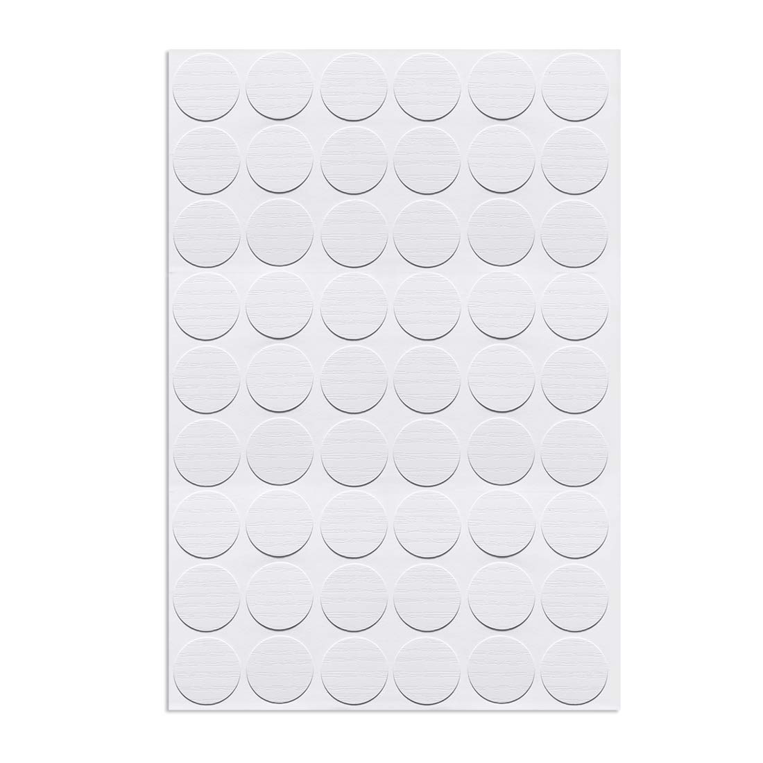 sourcing map Screw Hole Covers Stickers Textured Plastic Self Adhesive Stickers for Wood Furniture Cabinet Shelve Plate 21mm Dia 54pcs in 1Sheet White Maple Wood, PC-04