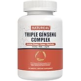 Nature4U Triple Ginseng Complex, Ultra Potency 15% Ginsenosides from 3 Panax Ginseng Extract for Energy, Memory, Vitality & Immune Support, Healthy Aging for Elderly, 30 Tablets