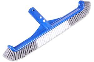 LALAPOOL Professional Swimming Pool Wall & Tile Brush,17.5" Curved Edge Heavy Duty Head Designed for Cleans Walls, Tiles & Floors, Premium Nylon Bristles with EZ Clips