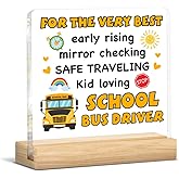 Bus Driver Appreciation Gifts for Men Women, Gifts for School Bus Driver Thank You Back To School Retirement, Clear Acrylic Desk Decorative Sign Decor