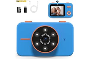 MAKOLLE Kids Selfie Camera for Boys,Christmas Birthday Gifts for Boys and Girls Age 3-12,Children Digital Camera with 1080p Dual Lens,Toddler Protables Toy Camera with 32g Tf Card - Blue