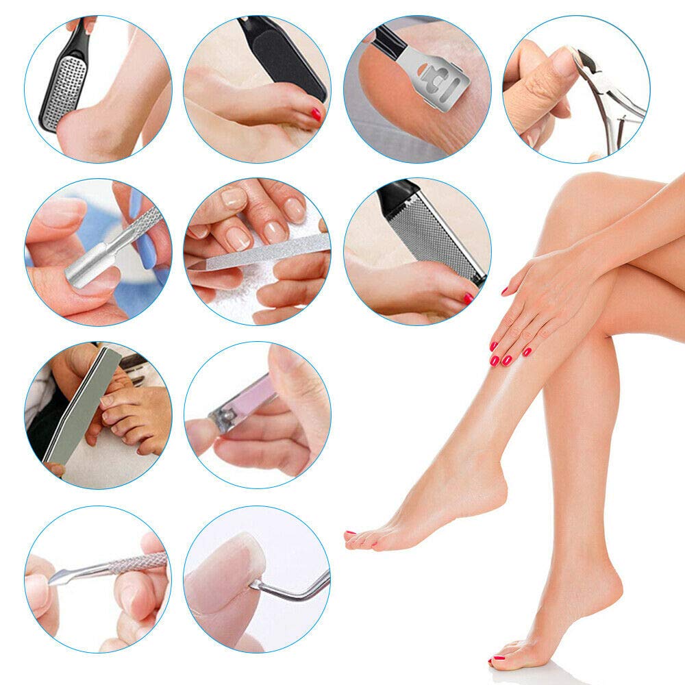 【LATEST 2020】Pedicure Set Professional Foot Care Kit 15 in 1, DHGMV Foot File for Dead Skin Callus Remover for Feet Pedicure at Home Pedicure Kit for Women and Men w/instructions : Beauty