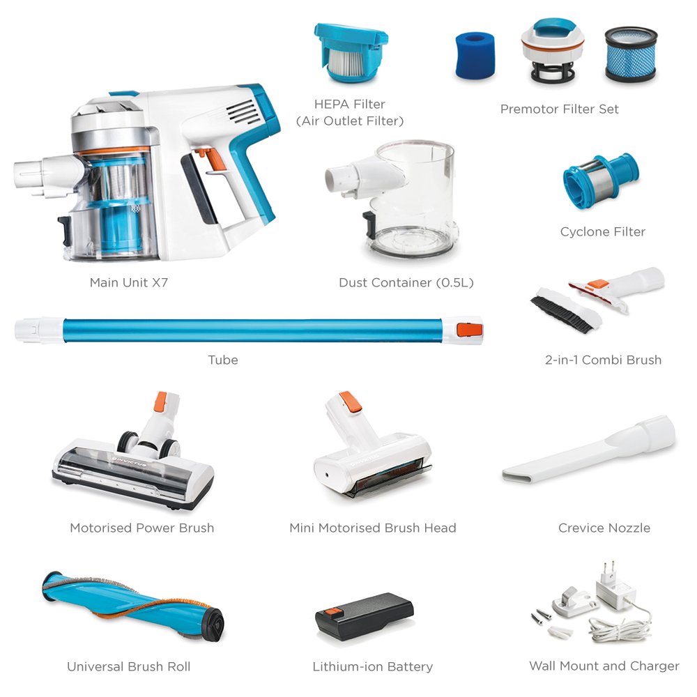 Invictus X7, Powerful Cordless Upright Stick Vacuum Cleaner 13 Piece