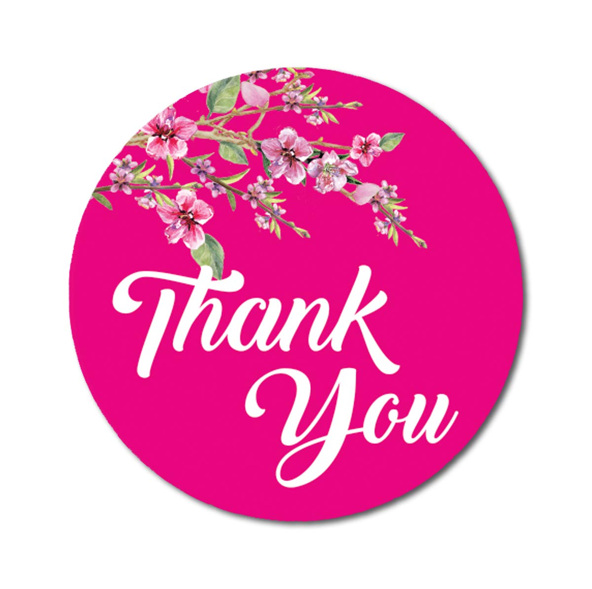Darling Souvenir Round Blossom Thank You Fuchsia Pink Stickers 1.6 inches Envelope Seals-45 Pcs