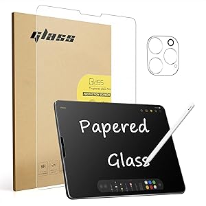 [1+1Pack]PAPERed Glass Screen Protector Compatible with iPad Pro 12.9 Inch (2021/2020/2018), [Like Paper] Matte Screen Protector for Drawing [Anti Impact/Fingerprints/Glare], With Camera Lens Protector