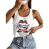 Women's Sexy American Flag Crop Tank 4th of July Patriotic Sleeveless Tee Tops