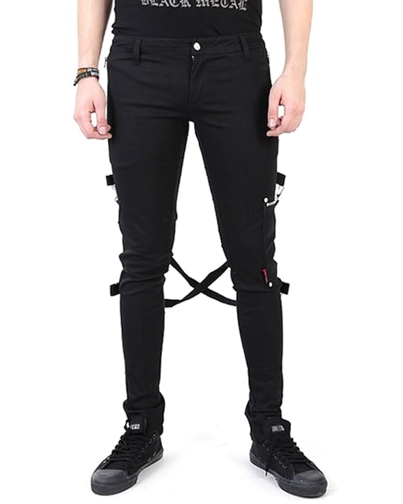 Tripp NYC Black Skinny Jeans Bondage Pants Mens Goth Punk Trousers: Amazon.co.uk: Clothing