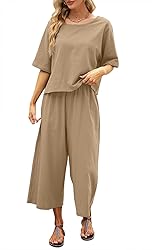 Nfsion Womens Summer 2 Piece Outfits Crewneck Half