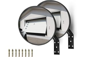 CNQLIS 8 Inch Convex Mirror Outdoor with Adjustable Wall Fixing Bracket,Blindspot Traffic Mirror for Driveway Garage Park Outdoor Wide Angle View Curved Security Blind Spot Mirrors