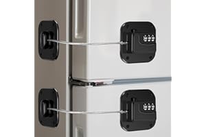 KUSAIOOI Fridge Lock Refrigerator Freezer Childproof Locks for Adults Cabinets and Drawers Easy Install No Keys Needed Combo Lock Multifunctional Child Safety Cabinet Locks (Black 2 Pack)
