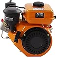 Diesel Engine 196CC 4 Stroke Single Cylinder Forced Air Cooling Horizontal Axis Engine Recoil Hand Start 3000RPM 2.2KW, 53mm Shaft Length (Orange)