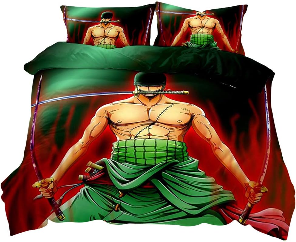 Soft Microfiber One Piece Bedding Comforter Cover Bed Set 3D Anime Printed Duvet Cover with 2 Pillow Case, Twin Full Queen King Size Bed for Bedroom Decor Supplies (6,Twin-172218)