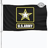 US Army Flag 3x5 Outdoor Double Sided USN Flags Heavy Duty 3 Ply Polyester Material United States Black Star Army Military Flags Banner with 2 Metal Grommets, 4 Rows of Stitching