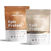 Sprout Living Epic Protein Bundle - Chocolate Maca &amp; Complete Coffee (20g Organic Plant-Based Protein Powder, Vegan, Gluten Free, Superfoods) | 1lb, 12 Servings
