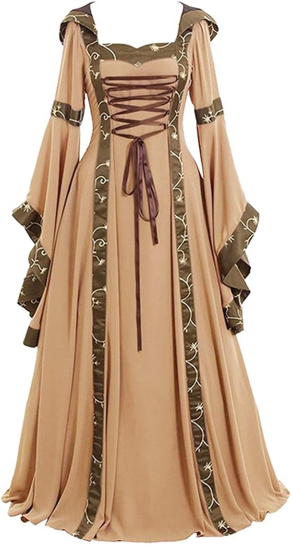 Amazon Co Jp 中世期風 洋装 Uネックワンピース Florrita ヨーロッパレトロ系 ロングドレス ベルスリーブ プリンセススカート お姫様 貴族風 お女王様 長袖 ウェストワンピース ステージ衣装 ドレス コートスタイル制服 コスプレ ヴィンテージ 洋服 演奏 舞台衣装 服