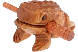 6 Inches Small Frog Guiro Rasp Frog Sound Maker Solid Wood Material Musical Percussion Instrument Educational Instrument Tool