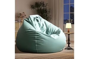 SXBCYAN Bean Bag Chair Bean Bag Cover Without Filler Luxury Single Lazy Sofa Cover Faux Leather Bean Bag Sac Pouf Chair Envelope Beanbag Corner Seat Sectional Couch(Green)