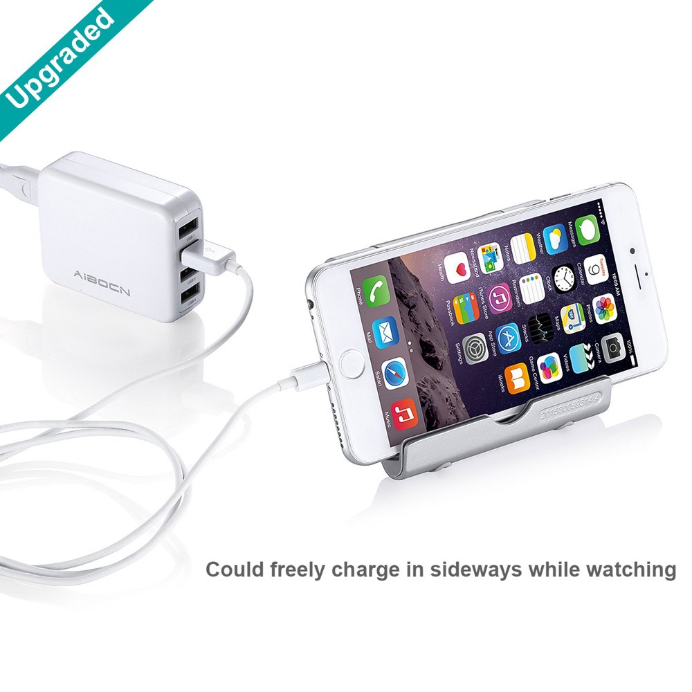 Aibocn Multi-angle Rotary Aluminum Digital Stand for Tablets Smartphones and E-readers Compatible With iPhone, iPad Air, Samsung Galaxy / Tab, HTC, Google Nexus, Honor, LG, BLU and More, Silver