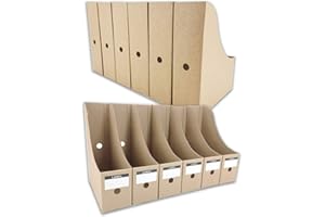 HUAPRINT Magazine File Holder(12 Pack,Brown)-Folder Holder,Desk File Organizer,Document Holder Box,Magazine Storage Box,With Labels