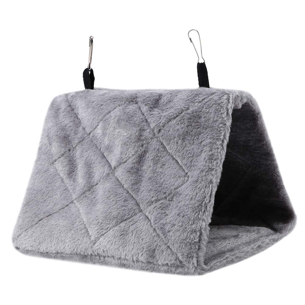 KUIDAMOS Soft Hanging Hammock,Winter Warm Bird Nest House, Happy Hut for Pet Parrot Parakeet,Hanging Tentbird Hammock for Parakeets(s-gray)
