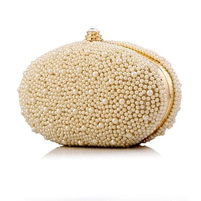 Women Ladies Goose Egg-shaped Clutch Dinner Dress With Pearl Bag For Bridal, Casual, Party, Wedding