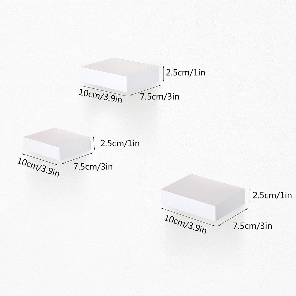 Home Accessories White HSJJ aimu Housewares Set Of 3 Floating Wooden Wall Shelves/Small Size