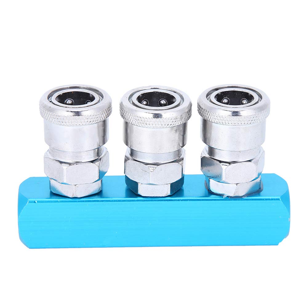 ViaGasaFamido Air Compressor Splitter with Straight Quick Connect Air Hose Coupler, Aluminum Alloy C-Type Fast Coupler for Pneumatic Tools and Compressor Systems