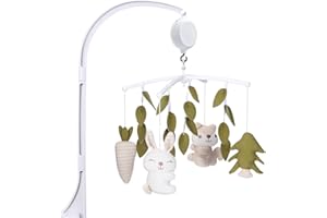 COTTONBEBE Crib Mobile 35 Lullaby Muisc, Organic Cotton Baby Mobiles for Cribs & Pack N Play, Easy to Install, Stuffed Animals Hanging Toys Newborn Boys & Girls, Safari Nursery Decor