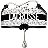 SportyBella Lacrosse Bracelets For Girls - Adjustable Charm Bracelet w/Infinity Symbol & Silver Lacrosse Stick Charm. Friendship Bracelet Gifts for Players, Teams & Coaches