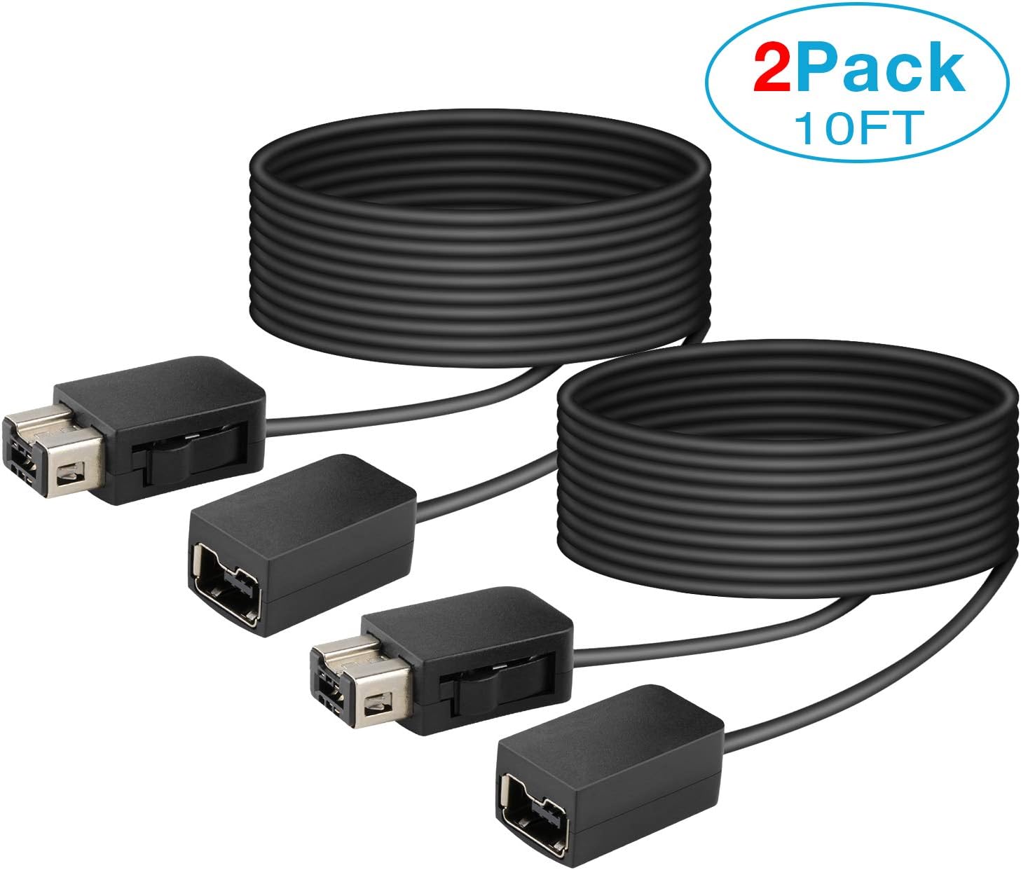 Extension Cable for Nintendo SNES Classic Edition Controller Best Controller Extension Cords Extender 10ft Length 2 Pack (Black)